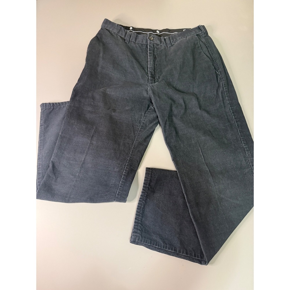 Hickey Freeman Mens Navy Blue Corduroy Pants Straight Leg Cotton 34x32